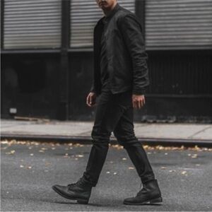 Thursday Racer Leather Jacket Matte Black Large Slim
